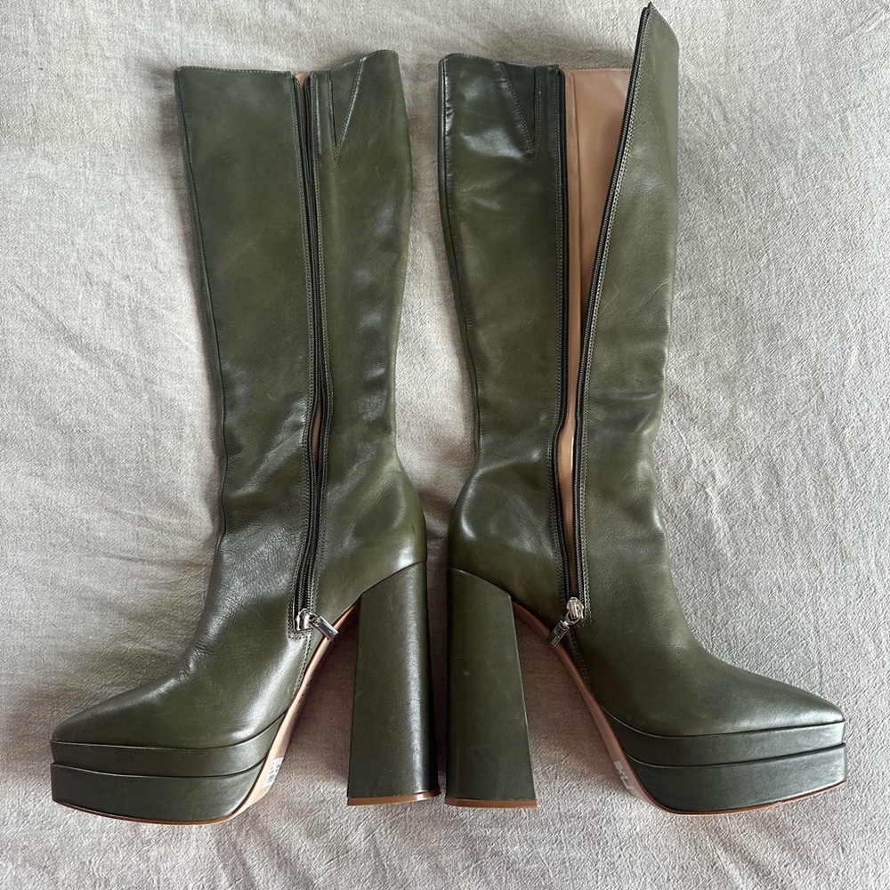 SCHUTZ Olive Green Heeled Boots - Picture 6 of 8